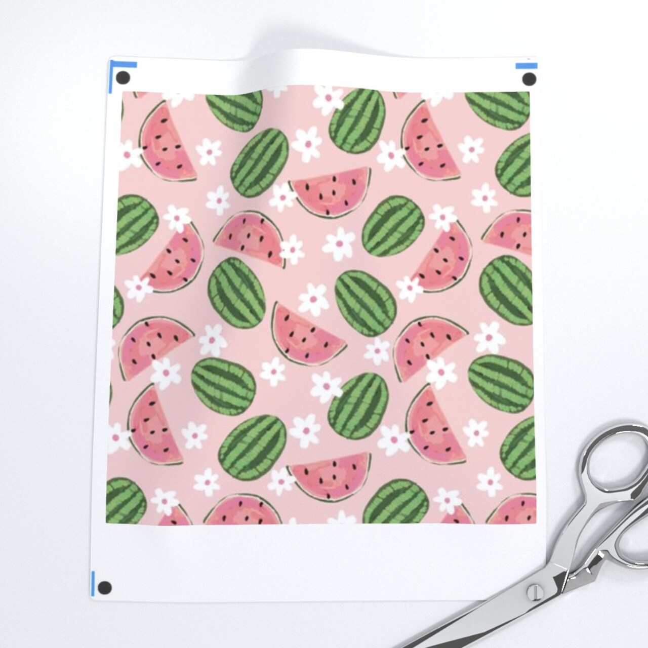 Pink Fruit Summer Daisy Watermelons Small Scale Garden Picnic Floral Custom Removable Wallpaper by Spoonflower Peel & Stick Wallpaper 2FT Wide